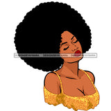 Black Queen In Gold Glitter With Big Afro Head Back JPG PNG  Clipart Cricut Silhouette Cut Cutting