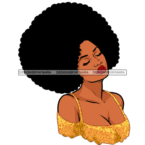 Black Queen In Gold Glitter With Big Afro Head Back JPG PNG  Clipart Cricut Silhouette Cut Cutting