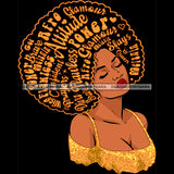 Black Queen In Gold Glitter With Big Afro Words Head Back JPG PNG  Clipart Cricut Silhouette Cut Cutting