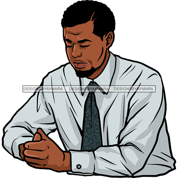 Black Man Prayer In Shirt And Tie JPG PNG  Clipart Cricut Silhouette Cut Cutting