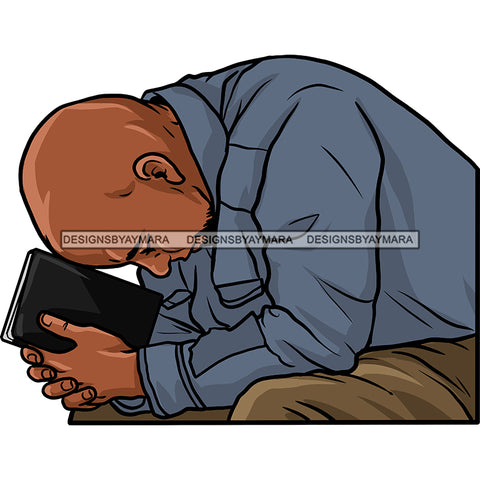 Black Man Praying With Bible In Shirt And Tie JPG PNG  Clipart Cricut Silhouette Cut Cutting