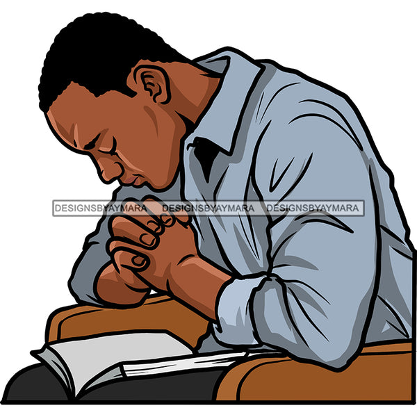 Black Man Praying  JPG PNG  Clipart Cricut Silhouette Cut Cutting