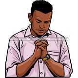 Black Man Praying Folded Hands  JPG PNG  Clipart Cricut Silhouette Cut Cutting