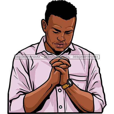 Black Man Praying Folded Hands  JPG PNG  Clipart Cricut Silhouette Cut Cutting