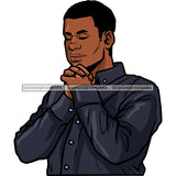 Black Man In Black Shirt Praying Folded Hands  JPG PNG  Clipart Cricut Silhouette Cut Cutting