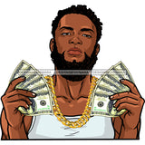 Black Man With Beard Holding Money Dollar Bills   JPG PNG  Clipart Cricut Silhouette Cut Cutting