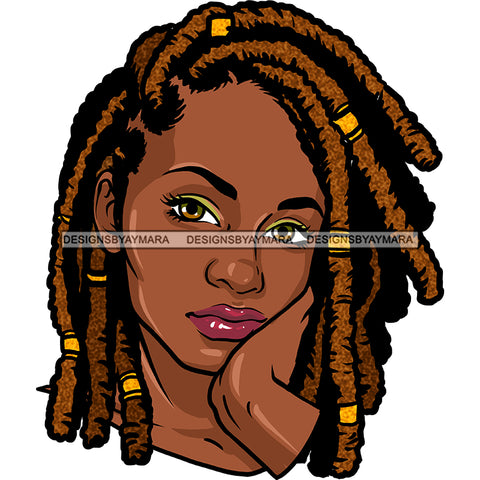 Beautiful Black Queen Thinking With Locs Sister Locs JPG PNG  Clipart Cricut Silhouette Cut Cutting