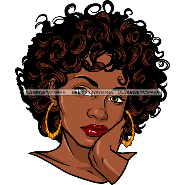 Beautiful Black Queen Thinking Curly Hair JPG PNG  Clipart Cricut Silhouette Cut Cutting