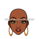 Bald Black Woman Face Head Only Gold Hoops Big Gray Eyes  Clipart Graphic  Skillz JPG PNG  Clipart Cricut Silhouette Cut Cutting