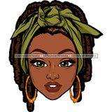 Black Woman Face Head Only Head Dreads Locs Green Headband Gold Hoops Big Green Eyes  Showing Teeth Clipart Graphic  Skillz JPG PNG  Clipart Cricut Silhouette Cut Cutting