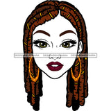 Black Woman Head Only Head Thick Dreads Locs Big Green Eyes Gold Hoops Loc Bands Transparent  Clipart Graphic  Skillz JPG PNG  Clipart Cricut Silhouette Cut Cutting