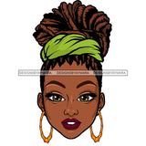 Black Woman Head Only Head Thick Dreads Locs Bun Green Headwrap Headband Big Green Eyes Gold Hoops Loc Bands Clipart Graphic  Skillz JPG PNG  Clipart Cricut Silhouette Cut Cutting