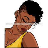 Black Woman Short Hair Cut Eyeglasses Red Lips Yellow Mustard Tank Top Eyes Closed Bent Head Clipart Graphic  Skillz JPG PNG  Clipart Cricut Silhouette Cut Cutting