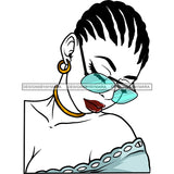 Black Woman Cornrows Braids Sunglasses Red Lips Blue Laced Top Eyes Closed Bent Head Gold Hoops Necklace Transparent Clipart Graphic  Skillz JPG PNG  Clipart Cricut Silhouette Cut Cutting