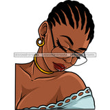 Black Woman Cornrows Braids Eyeglasses Red Lips Blue Laced Top Eyes Closed Bent Head Gold Hoops Necklace Clipart Graphic  Skillz JPG PNG  Clipart Cricut Silhouette Cut Cutting