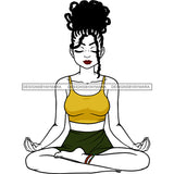 Black Woman Dreadlocs Locs Yoga Relax Legs Crossed Eyes Closed Hands Open Exercise Transparent Clipart Graphic  Skillz JPG PNG  Clipart Cricut Silhouette Cut Cutting