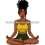 Black Woman Dreadlocs Locs Yoga Relax Legs Crossed Eyes Closed Hands Open Exercise Clipart Graphic  Skillz JPG PNG  Clipart Cricut Silhouette Cut Cutting