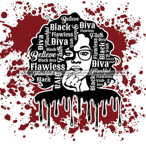 Black Diva Flawless Dripping JPG PNG  Clipart Cricut Silhouette Cut Cutting