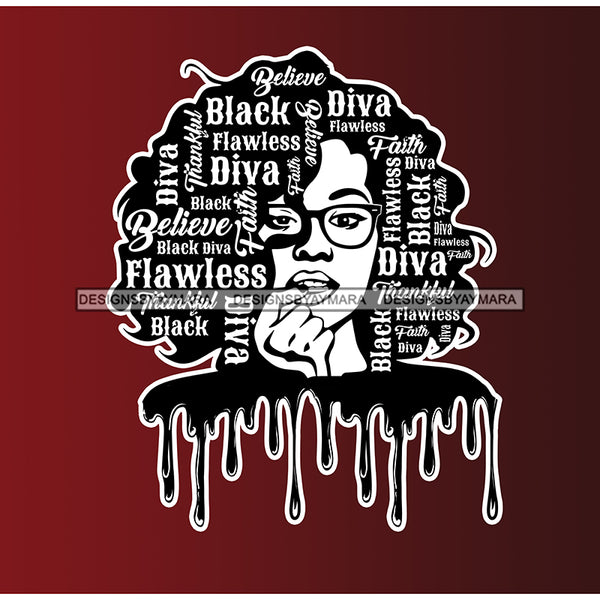 Black Diva Flawless Dripping JPG PNG  Clipart Cricut Silhouette Cut Cutting