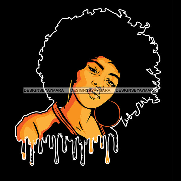 Black Queen With Natural Hair Dripping JPG PNG  Clipart Cricut Silhouette Cut Cutting