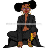 Black Queen In Black Suit With Gold Gun JPG PNG  Clipart Cricut Silhouette Cut Cutting