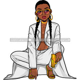 Black Queen In White Suit With Gold Gun JPG PNG  Clipart Cricut Silhouette Cut Cutting