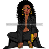Black Queen In Black Suit With Gold Gun JPG PNG  Clipart Cricut Silhouette Cut Cutting