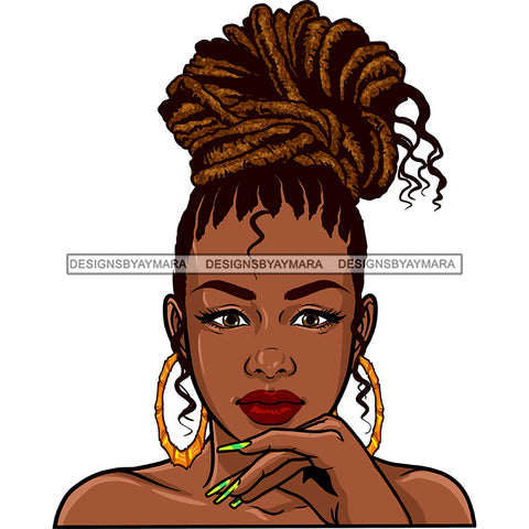 Beautiful Black Queen Head And Shoulders With Locs  JPG PNG  Clipart Cricut Silhouette Cut Cutting