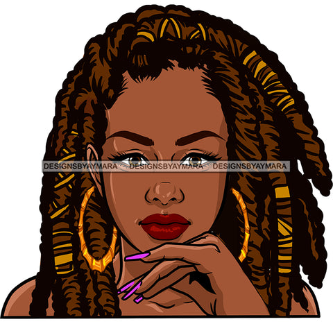 Beautiful Black Queen Head And Shoulders With Wrapped Locs Sister Locs  JPG PNG  Clipart Cricut Silhouette Cut Cutting