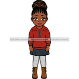 Little Black Girl In Red Hoodie And Boots Wide Eyed JPG PNG  Clipart Cricut Silhouette Cut Cutting