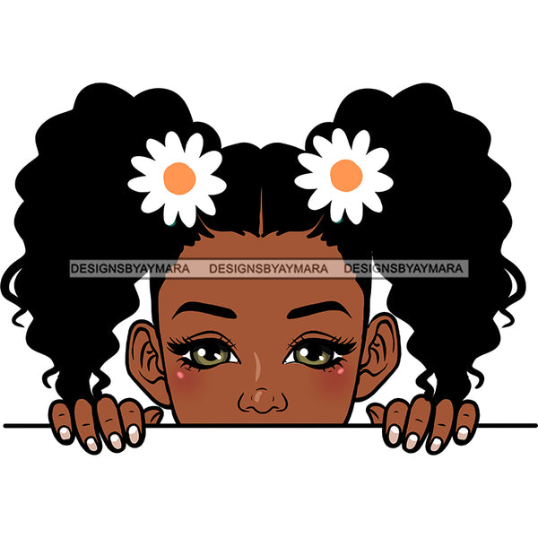 Peek A Boo Child Girl With Daisies In Hair JPG PNG  Clipart Cricut Silhouette Cut Cutting