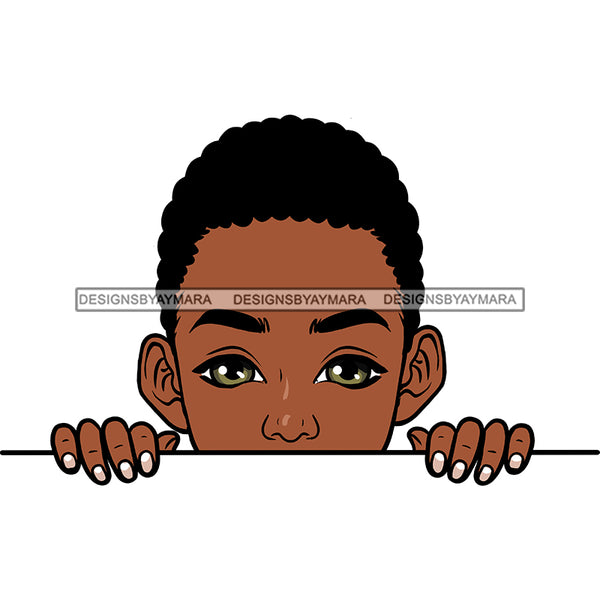 Peek A Boo Child Boy Short Afro  JPG PNG  Clipart Cricut Silhouette Cut Cutting