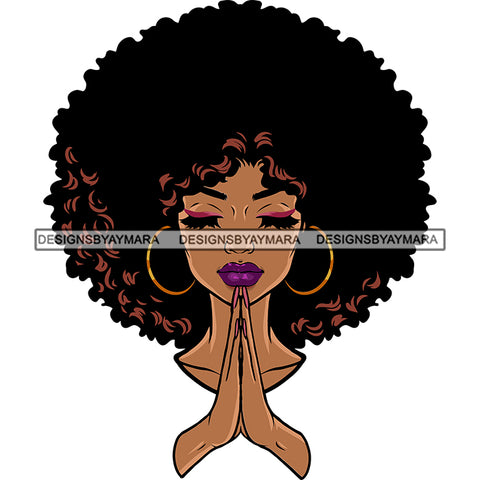 Afro Woman Praying God Lord Quotes Prayers Hands Pray Religion Holy Worship Hope Faith Spiritual PNG JPG Cutting Designs