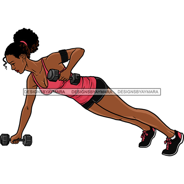 Black Woman In Workout Outfit Lifting Weights   JPG PNG  Clipart Cricut Silhouette Cut Cutting