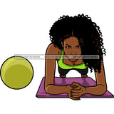 Black Woman  Working Out Lime Green Top Purple Mat   JPG PNG  Clipart Cricut Silhouette Cut Cutting