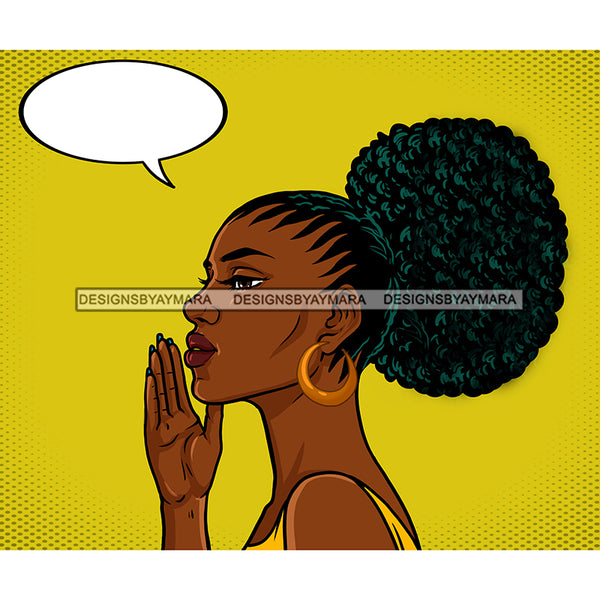 Melanin Woman Comic Strip Art With Conversation Bubble JPG PNG  Clipart Cricut Silhouette Cut Cutting