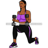 Black Woman  Working Out With Weights Purple Top   JPG PNG  Clipart Cricut Silhouette Cut Cutting
