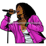 Black Singer Songstress Singing In Purple Jacket  JPG PNG  Clipart Cricut Silhouette Cut Cutting