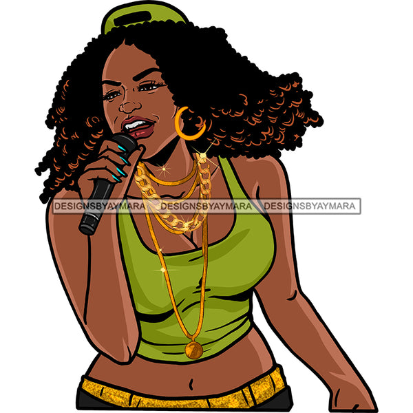 Black Singer Songstress Singing In Lime Green Top  JPG PNG  Clipart Cricut Silhouette Cut Cutting