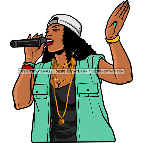 Black Singer Songstress Singing In Hat And Green Jacket JPG PNG  Clipart Cricut Silhouette Cut Cutting