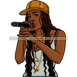Black Singer Songstress Singing In Gold Hat Long Hair  JPG PNG  Clipart Cricut Silhouette Cut Cutting
