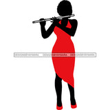 Silhouette Of Woman Playing Flute In Red Dress JPG PNG  Clipart Cricut Silhouette Cut Cutting