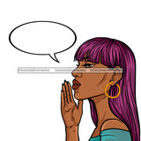 Melanin Woman Long Purple Hair Conversation Bubble JPG PNG  Clipart Cricut Silhouette Cut Cutting