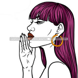 Melanin Woman Long Purple Hair  JPG PNG  Clipart Cricut Silhouette Cut Cutting