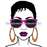 Short Hair Black Woman Wearing Purple  Sunglasses JPG PNG  Clipart Cricut Silhouette Cut Cutting