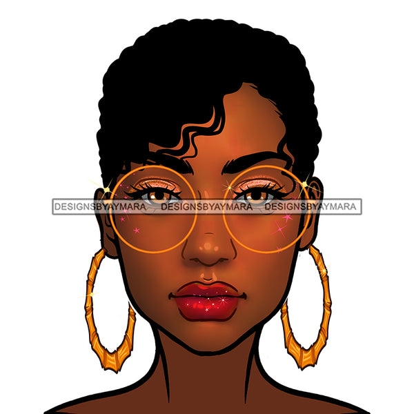 Short Haired Diva In Gold  Round  Sunglasses Round Gold Hoops JPG PNG  Clipart Cricut Silhouette Cut Cutting