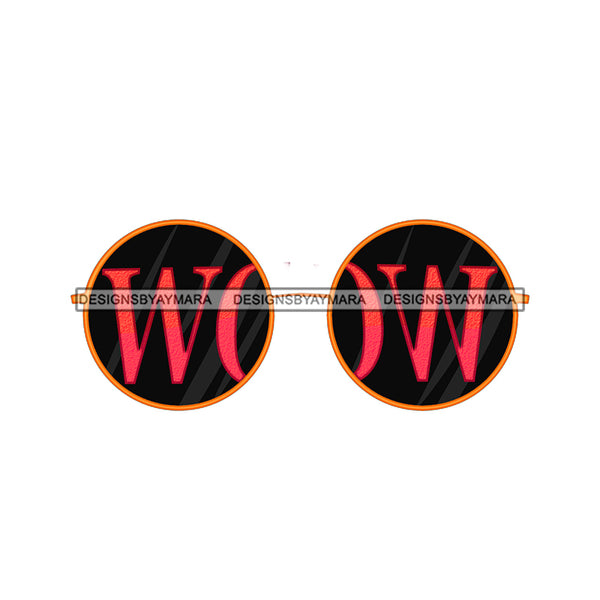 Gold WOW Round  Sunglasses Only JPG PNG  Clipart Cricut Silhouette Cut Cutting