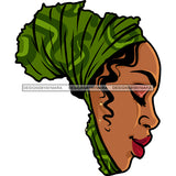 Africa Shaped Black Woman Face With Green Headwrap  JPG PNG  Clipart Cricut Silhouette Cut Cutting