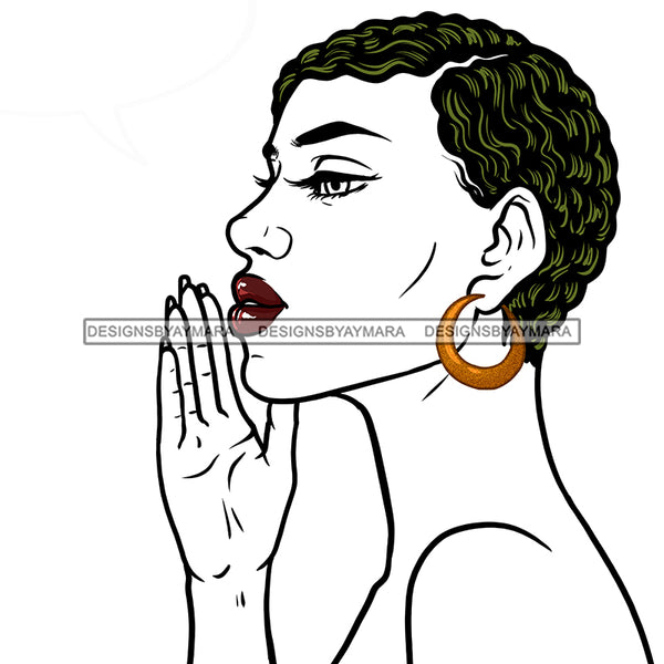 Melanin Woman With Short Hair No Color JPG PNG  Clipart Cricut Silhouette Cut Cutting
