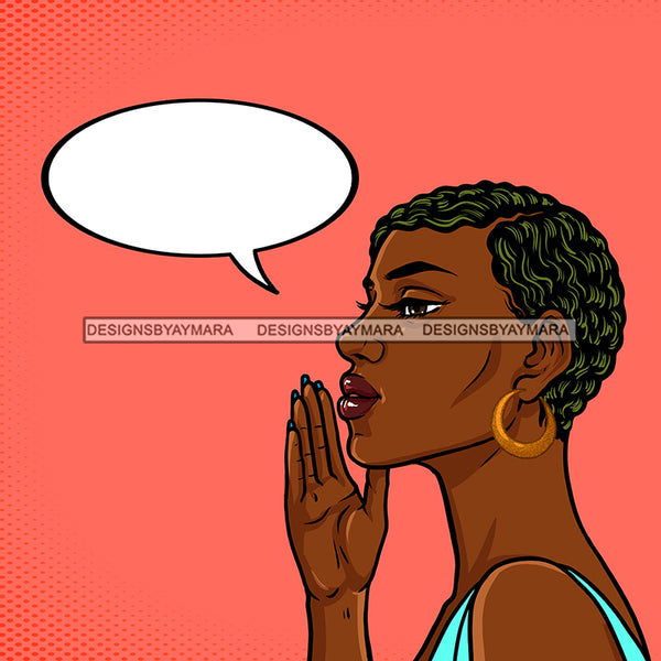 Melanin Woman With Short Hair With Conversation Bubble Color Background JPG PNG  Clipart Cricut Silhouette Cut Cutting